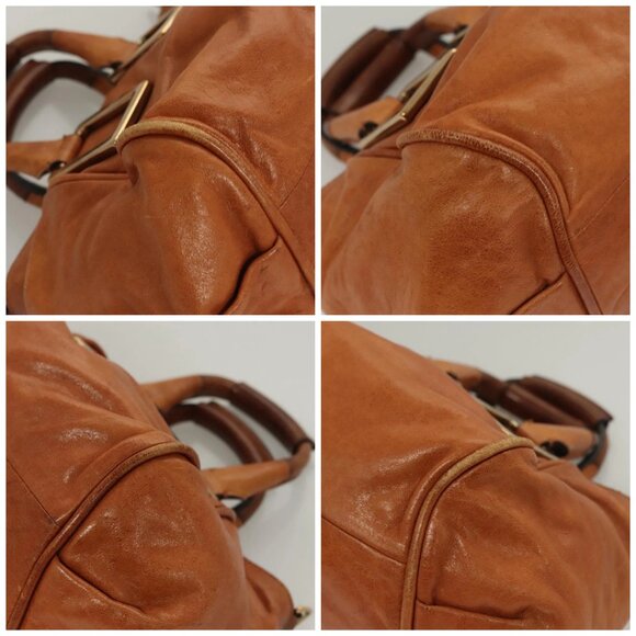 Chloe Etel Hand Bag Leather 2way Brown Gold Auth - Picture 16 of 16